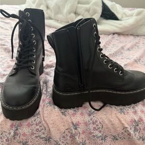 Black Lace-Up Ankle Boots
